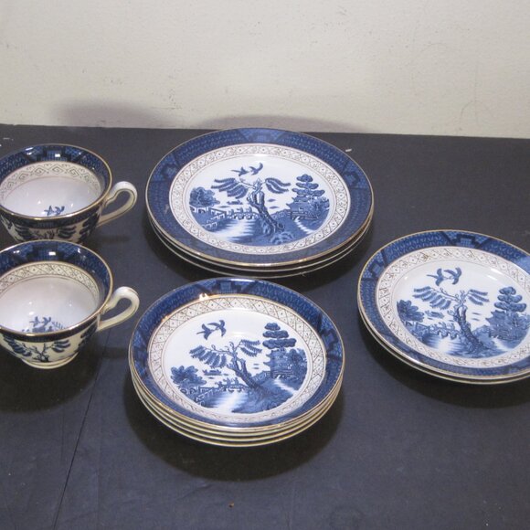 VTG 10 Blue Willow Double Phoenix  Nikko Ironstone Dishes Occupied Japan - Picture 1 of 8
